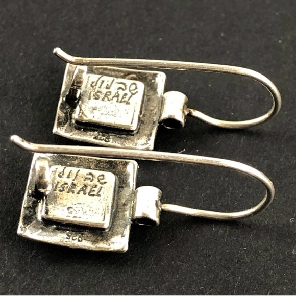 Signed “Didae” Israel 925 opal wire drop pierced earrings - Picture 5 of 5